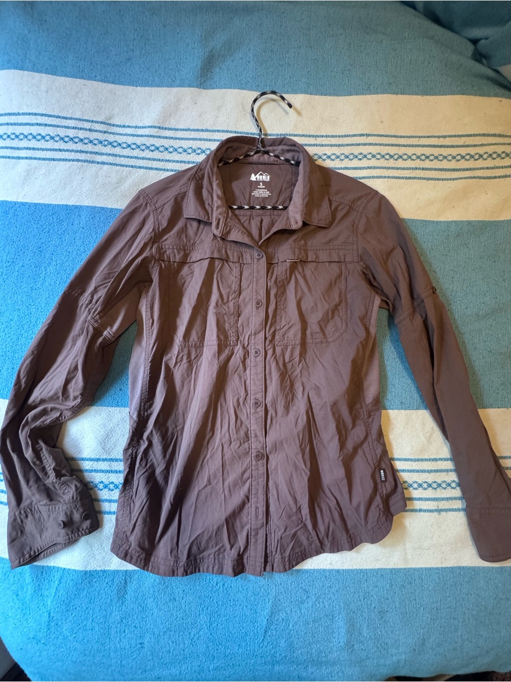 REI Long-Sleeve Button Shirt - Brown/Eggplant Purple